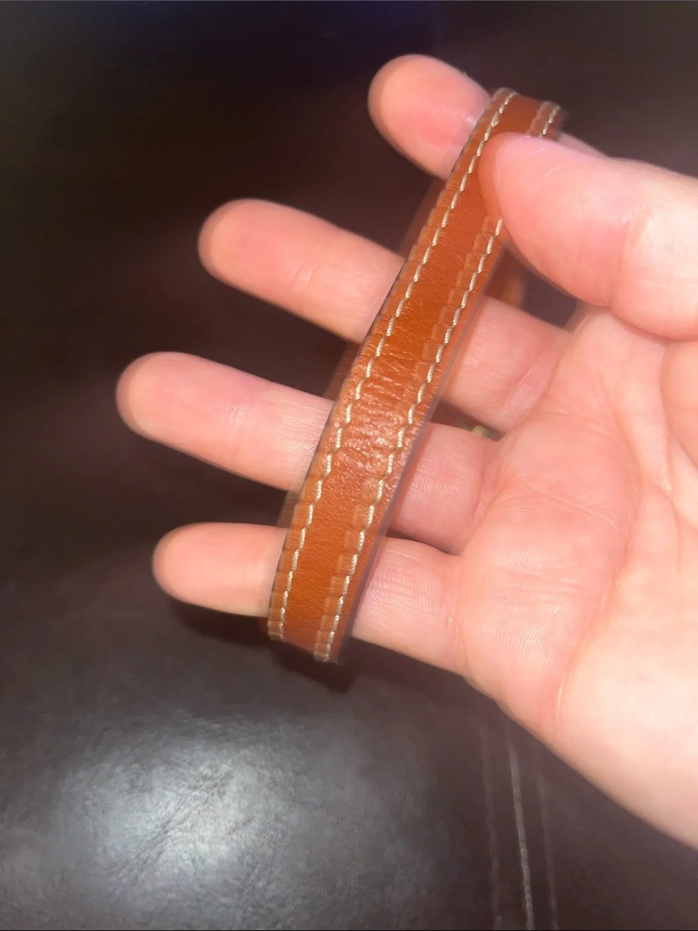 Leather Wristlet Strap - Brown with Gold Hardware